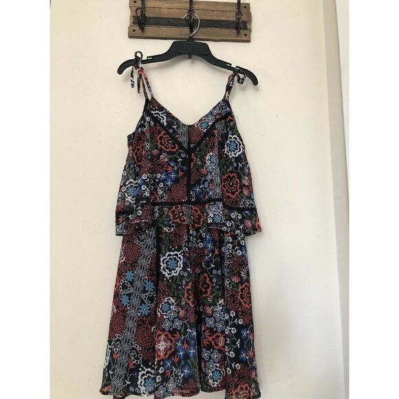 NWT NICHOLAS Sz 2 SLEEVELESS POPOVER MINI DRESS BORDER FLORAL $495 - Picture 5 of 11